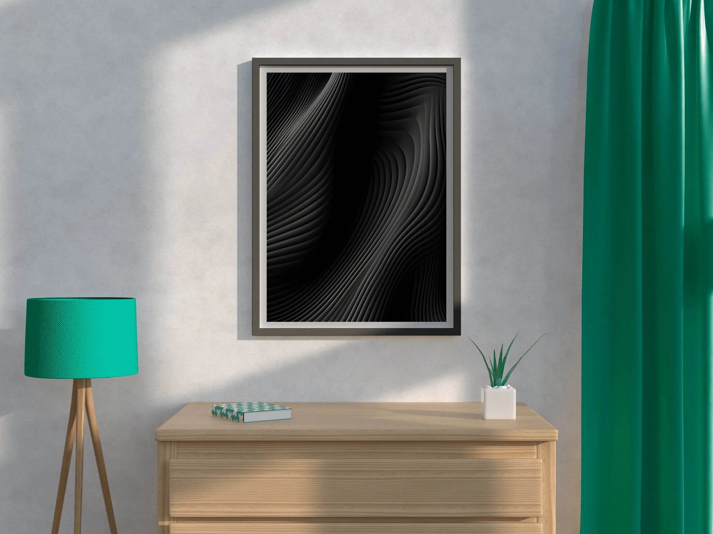 Wavy Background Black & White Wall Art - beink online art store
