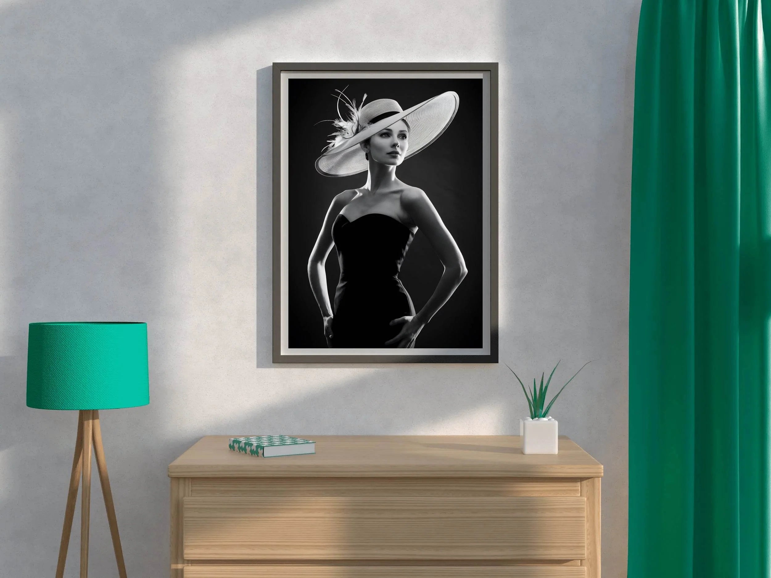Elegant Women with Hat Black & White Wall Art - beink online art store