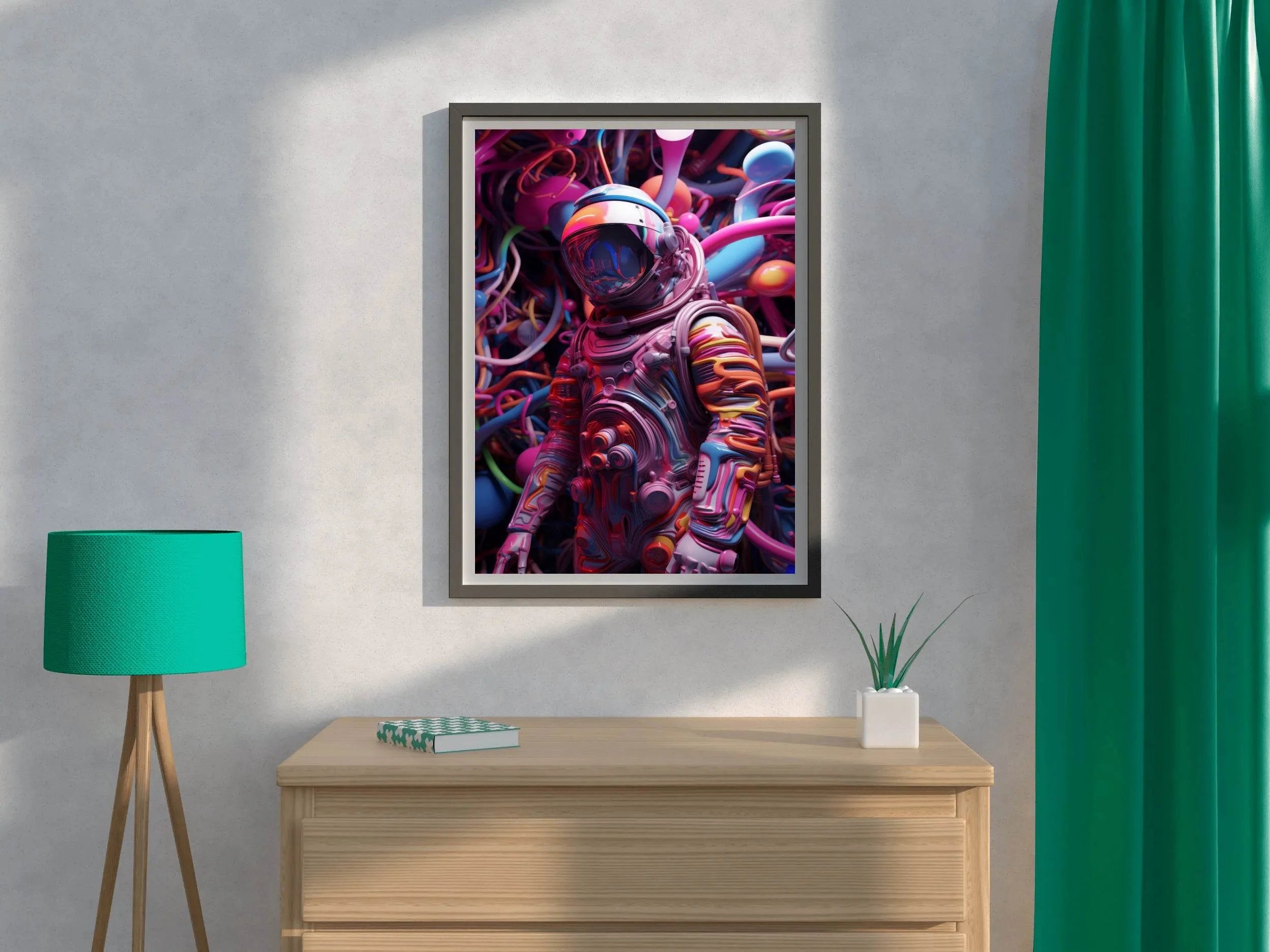 Pink Astronaut fantasy background Wall Art - beink online art store