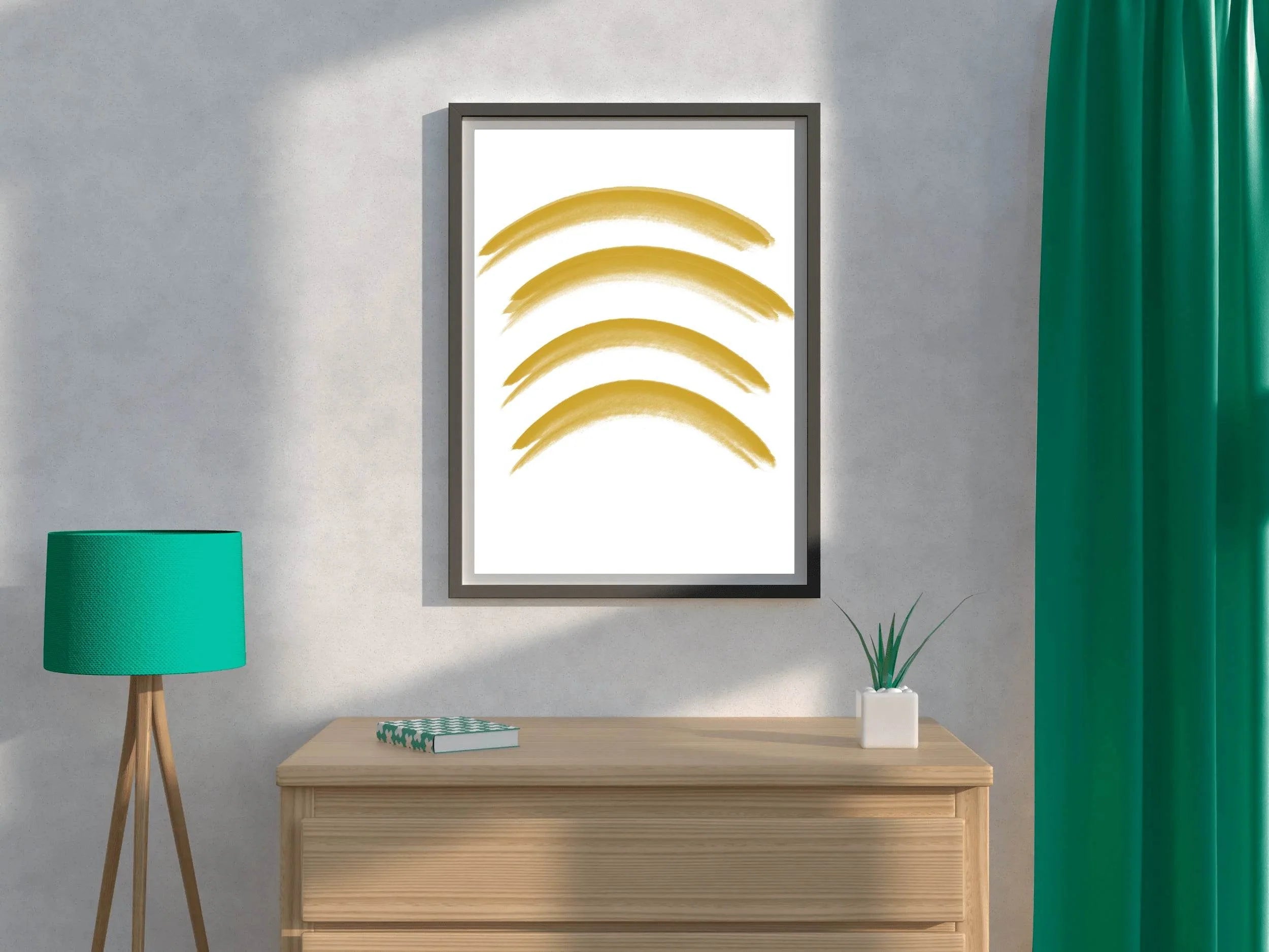 Yellow Semicircle Lines Wall Art - beink online art store