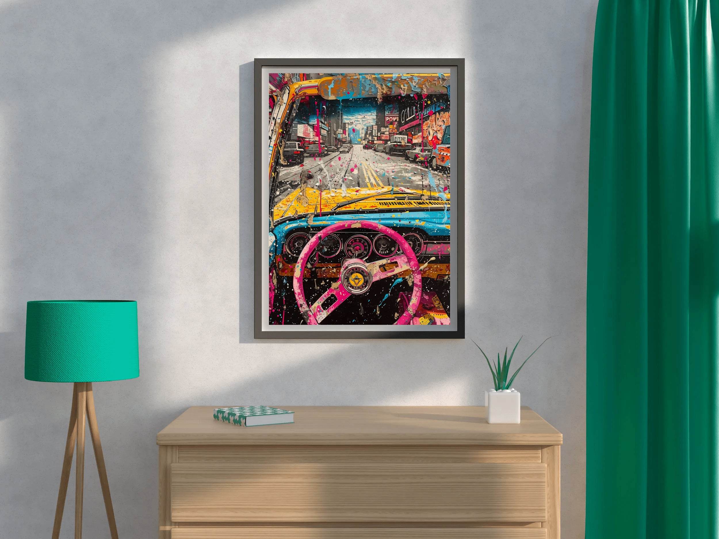 Rainbow Car To Road Wall Art - beink online art store