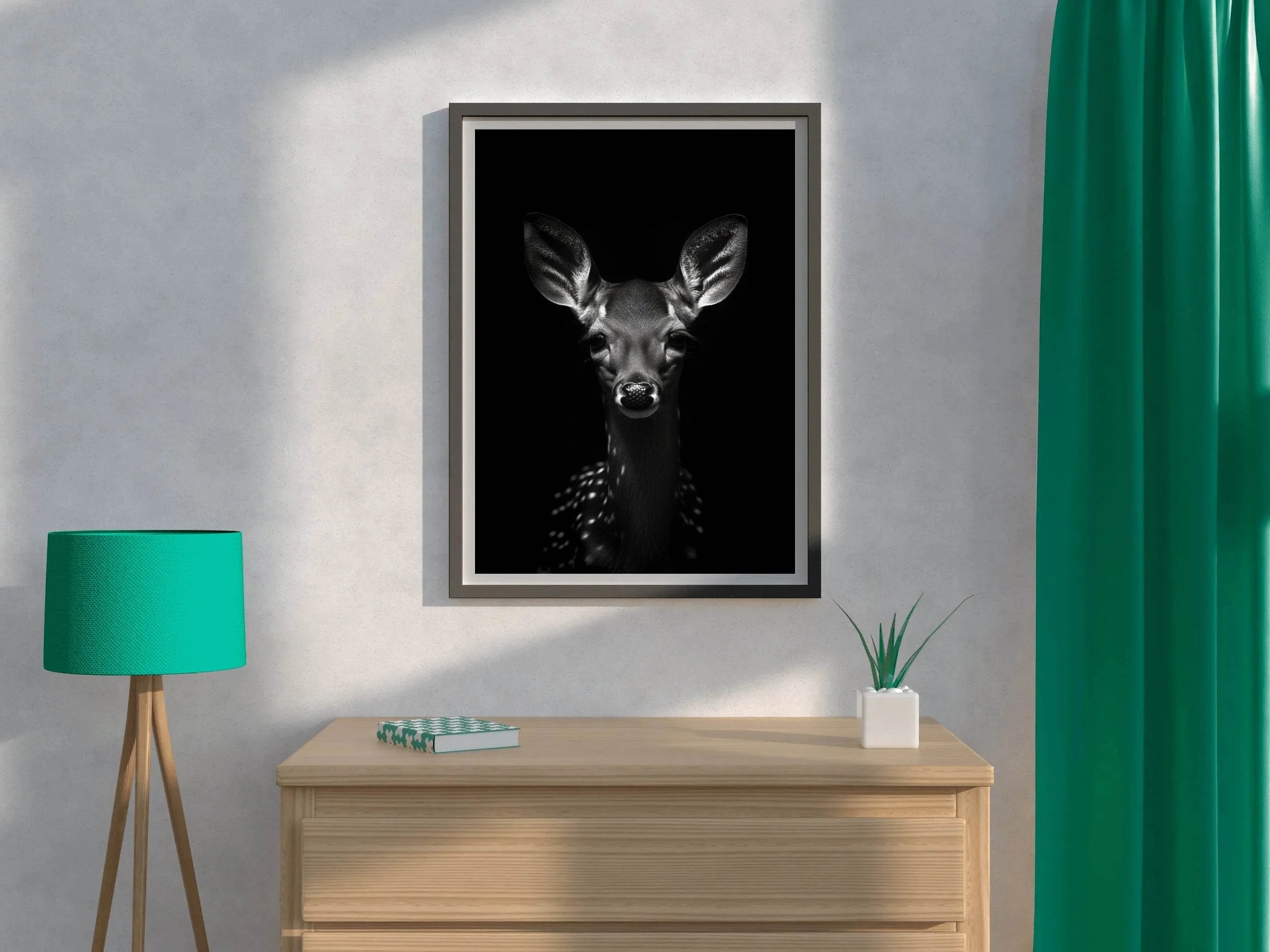 White-Tailed Deer Black & White Wall Art - beink online art store