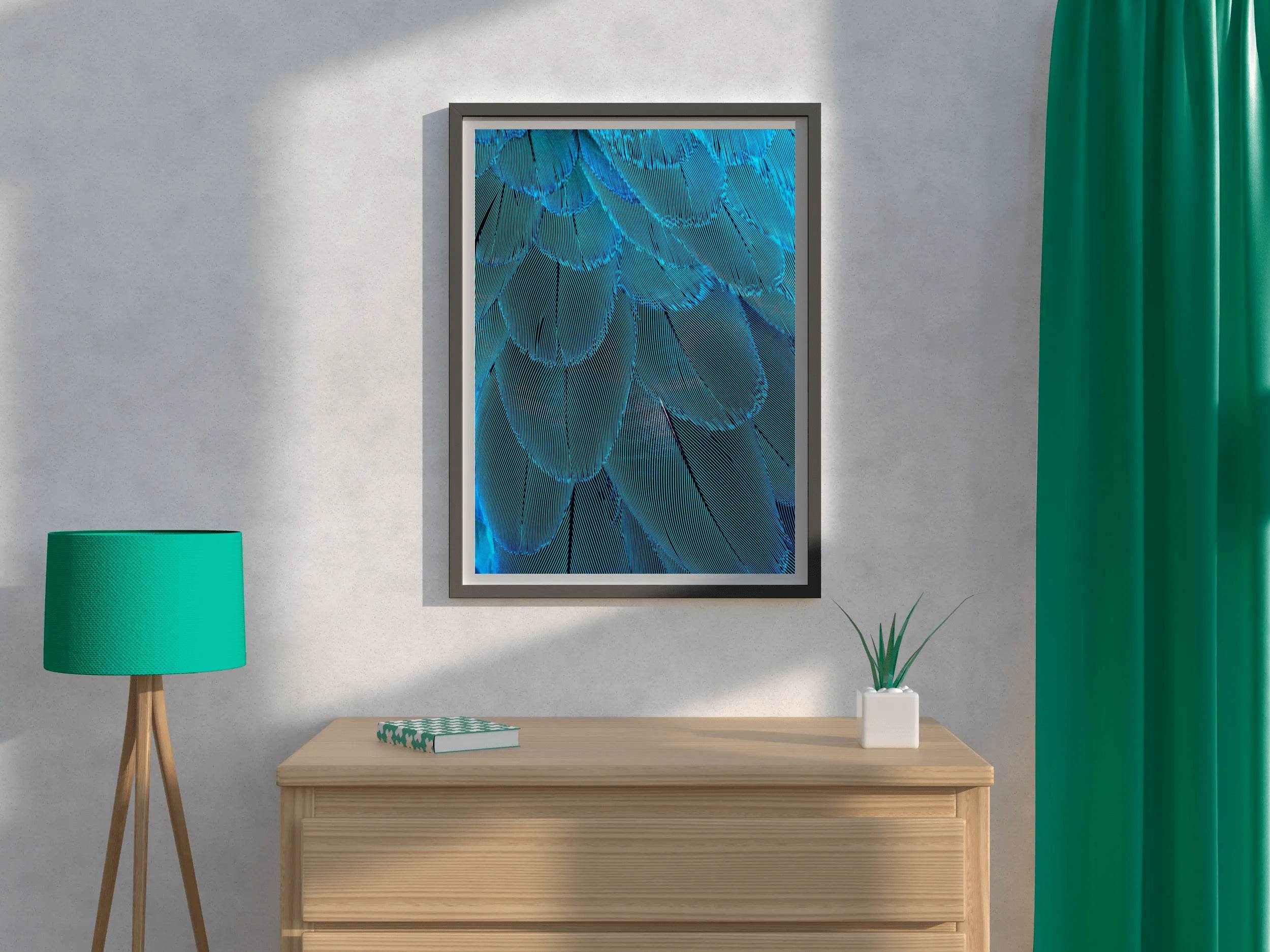 Blue Bird Feather Abstract Wall Art - beink online art store