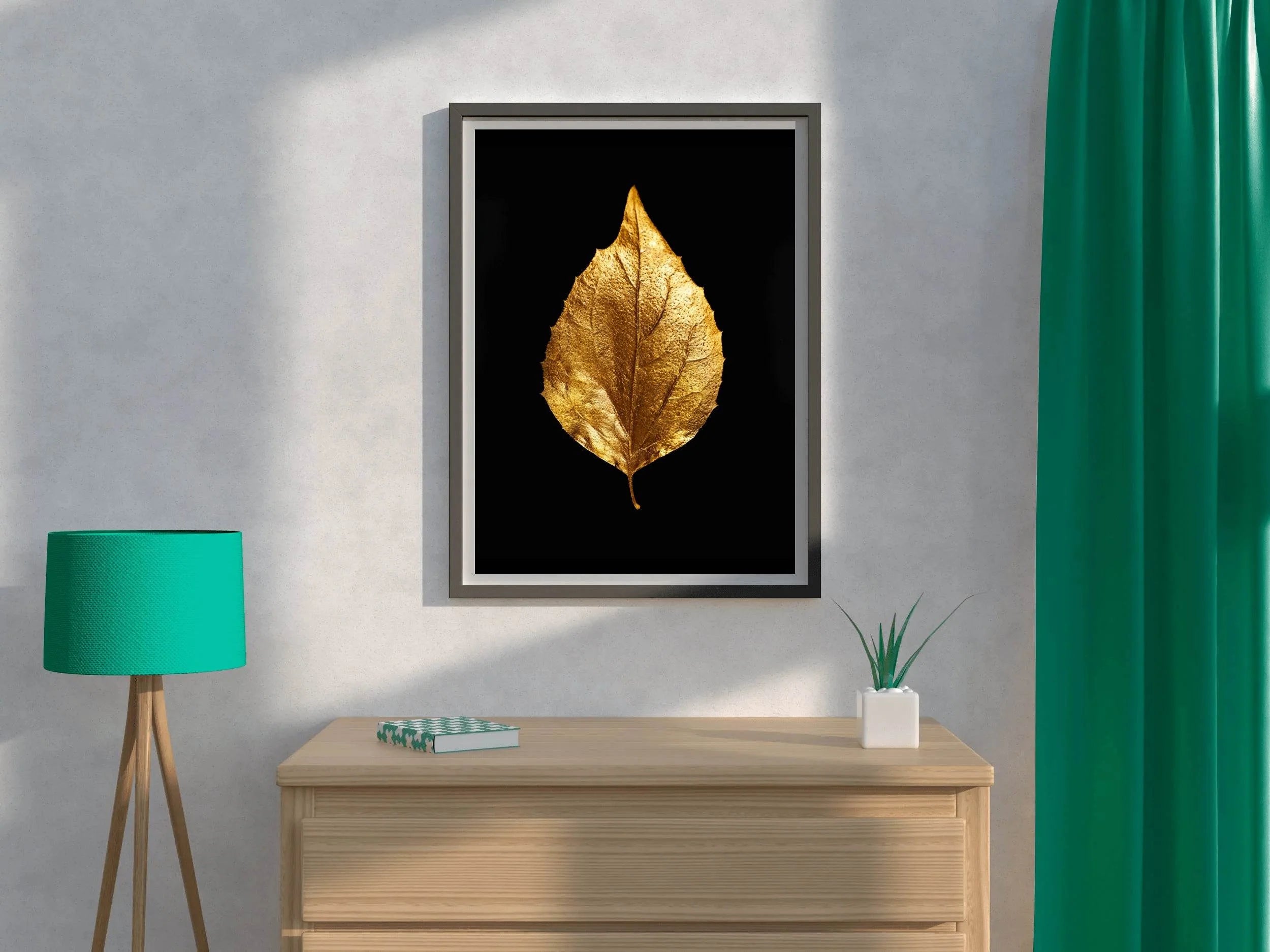 Golden And Black Dry Leave - beink online art store
