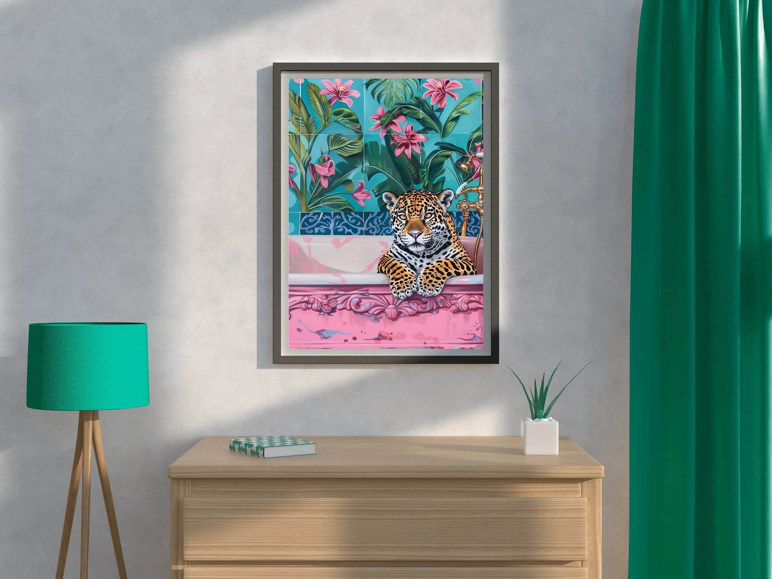 Oil Painting of Leopard in Bathtub - beink online art store