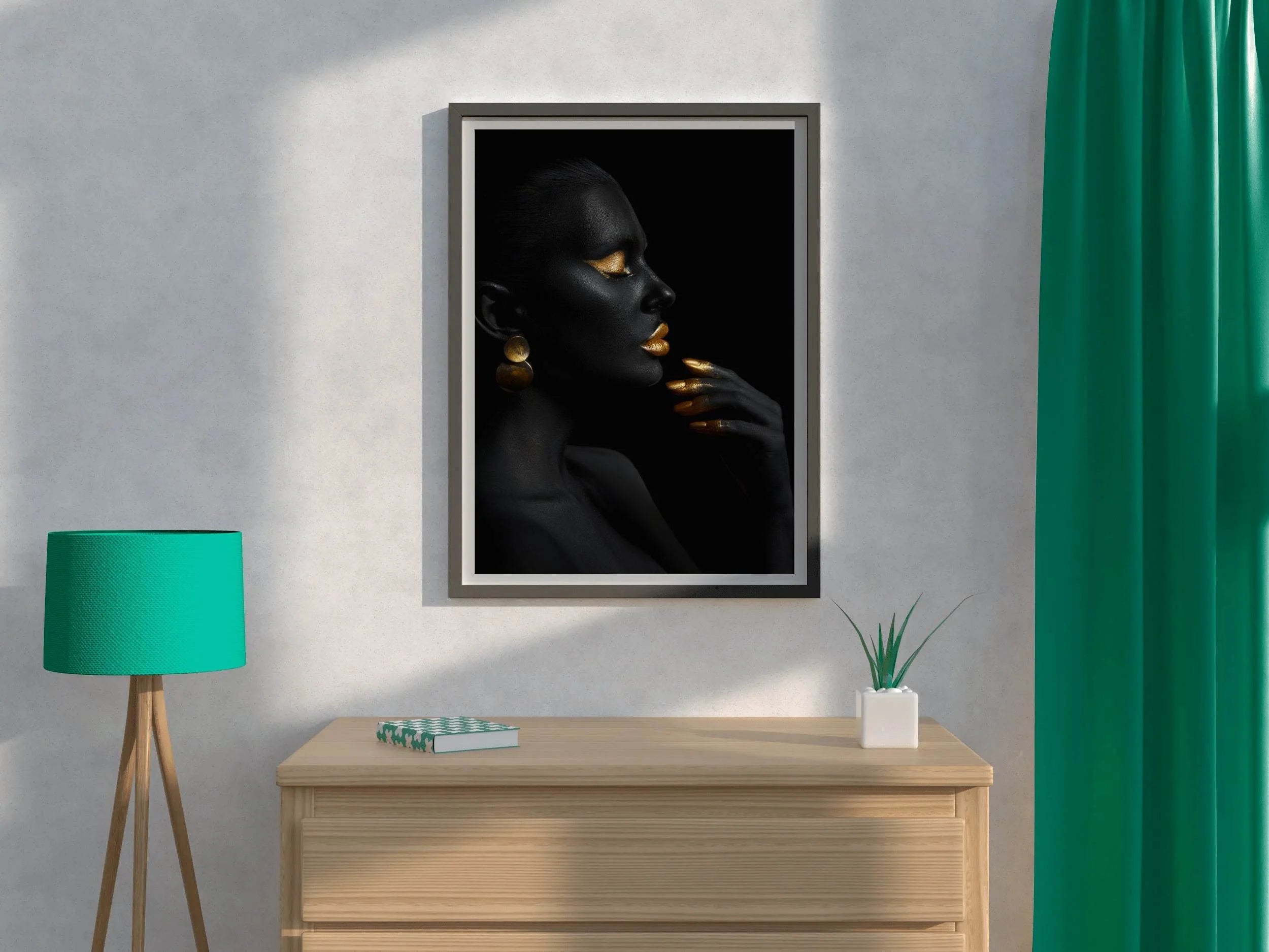 Women Painted Golden Black and White Wall Art - beink online art store