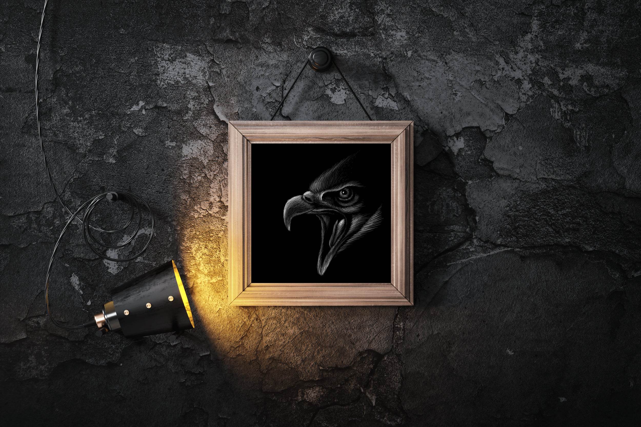 Golden Eagle Black Background Wall Art - beink online art store