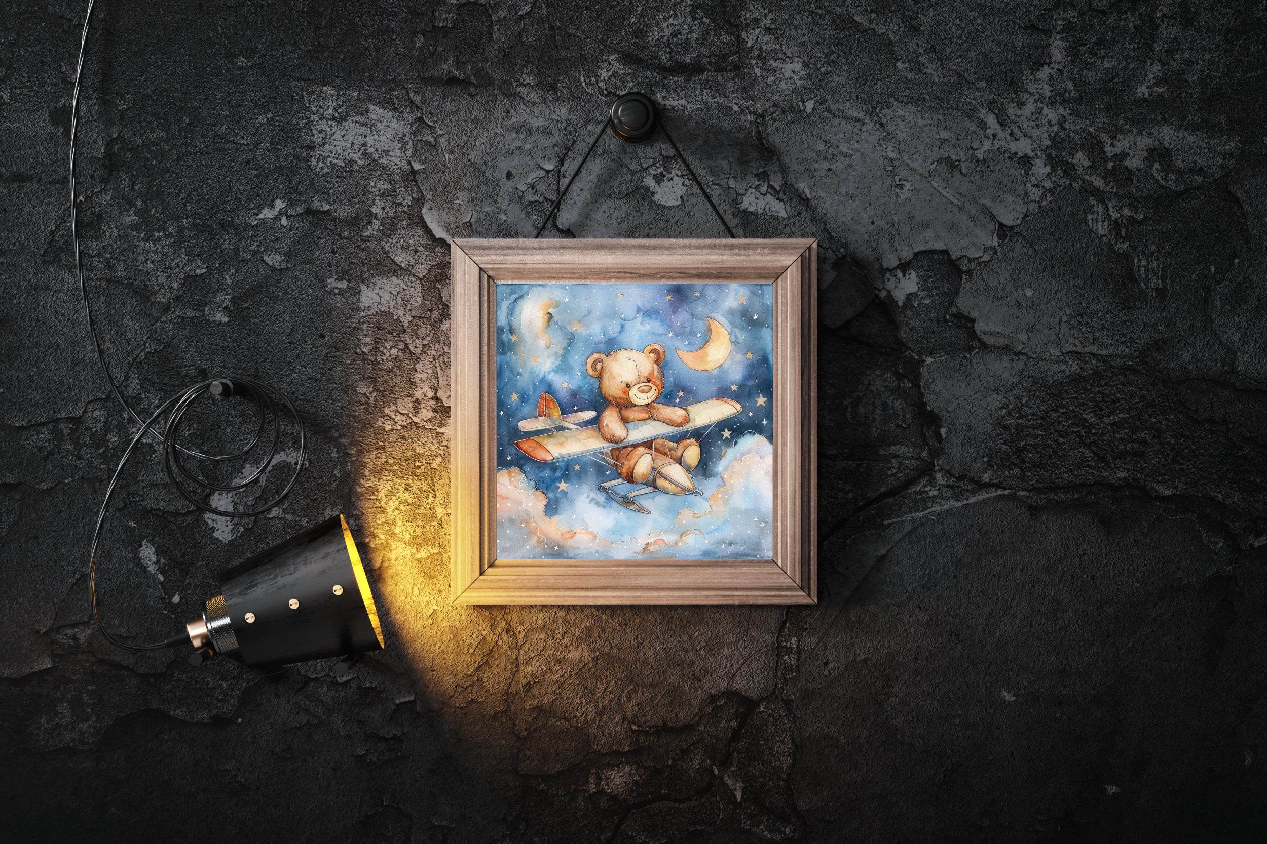 Close Up of a Teddy Bear Sitting on a Plane - beink online art store