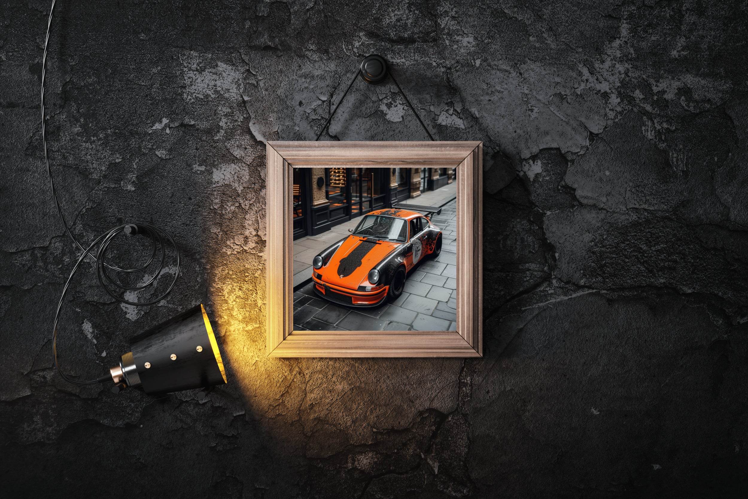 Black and Orange Porsche Wall Art - beink online art store