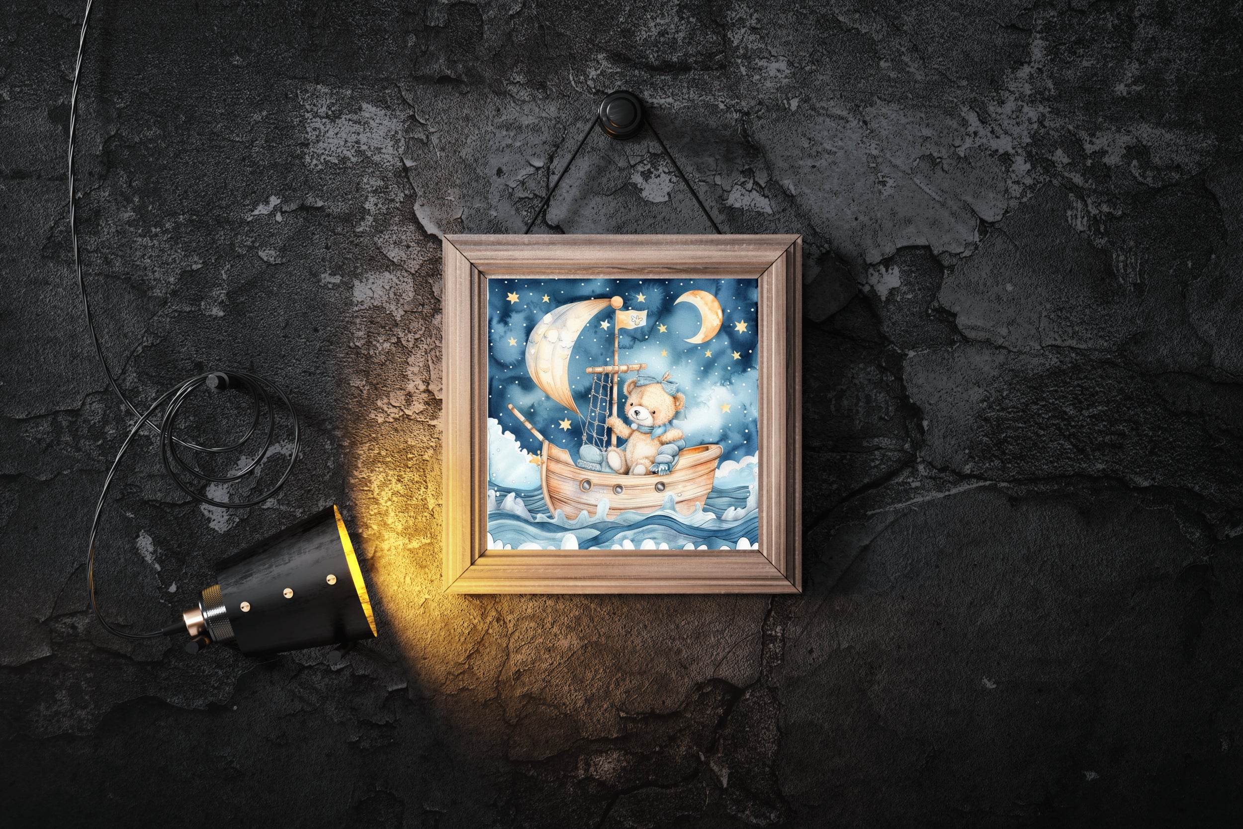 Painting of Teddy Bear Sailing in a Boat - beink online art store