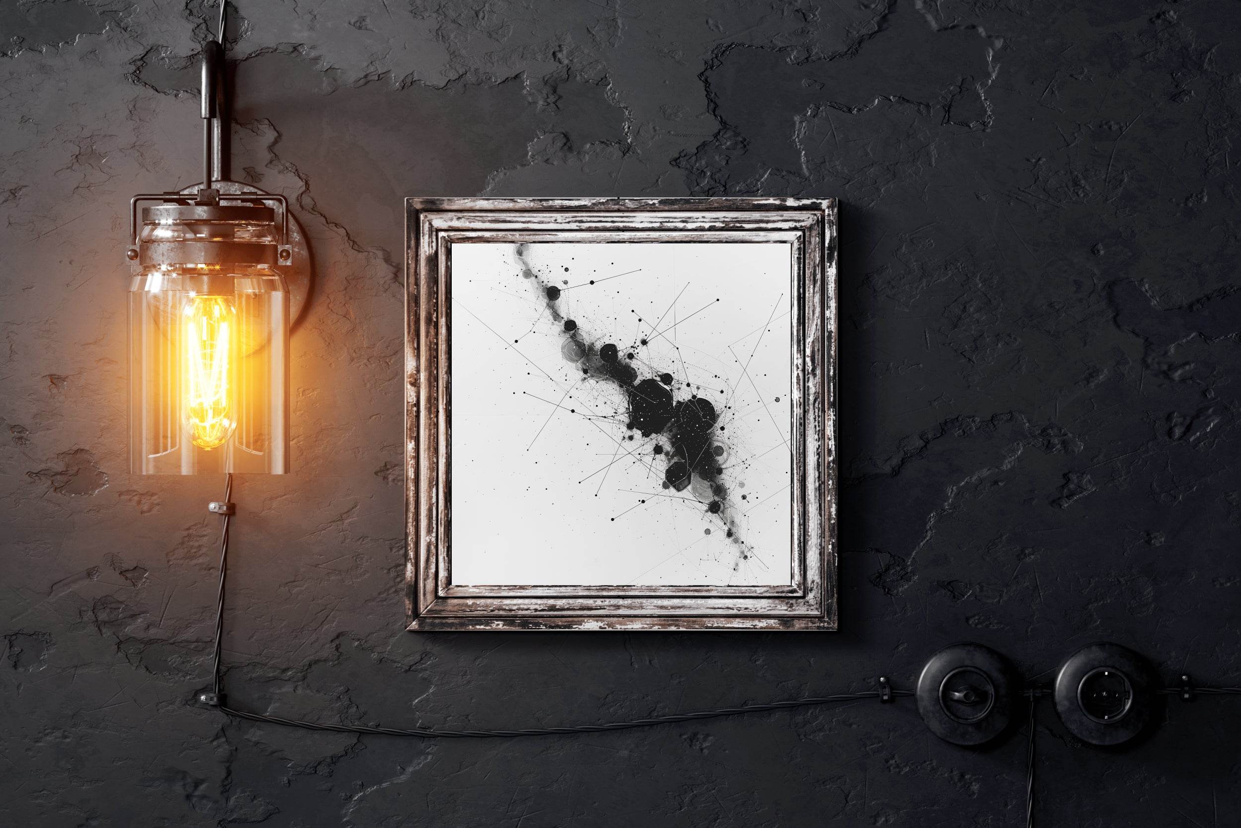 Black Geometric Nebula Modern Wall Art - beink online art store