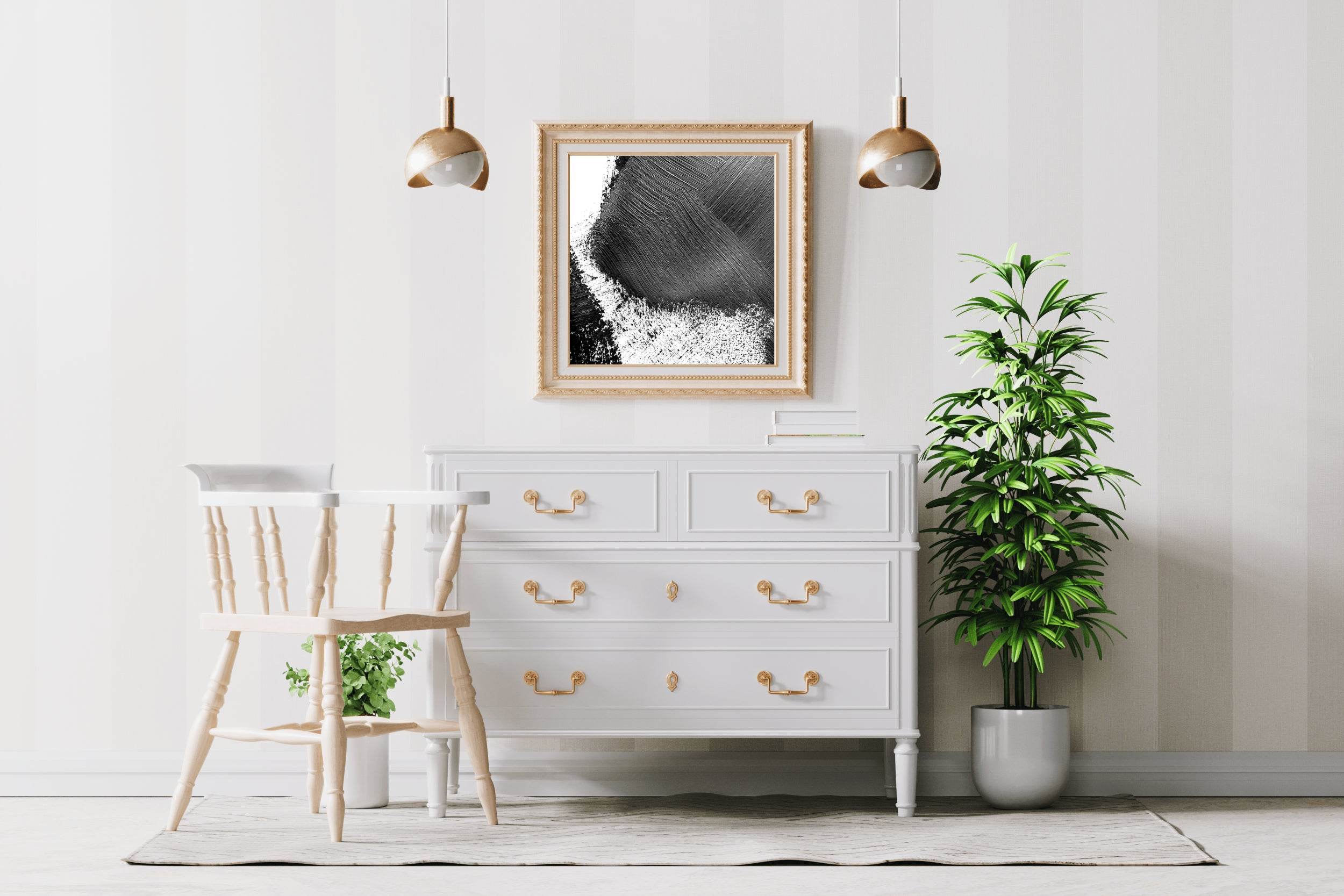 Graphite Brush Strokes Abstract Wall Art - beink online art store