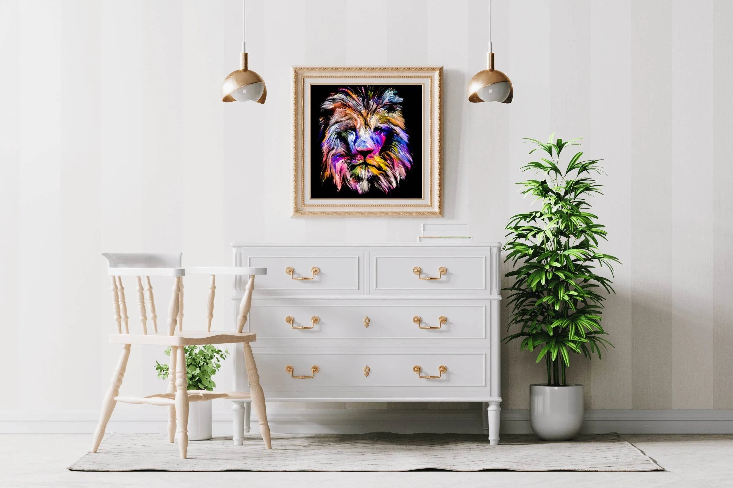 Portrait of Lion in Multicolor Paint - beink online art store