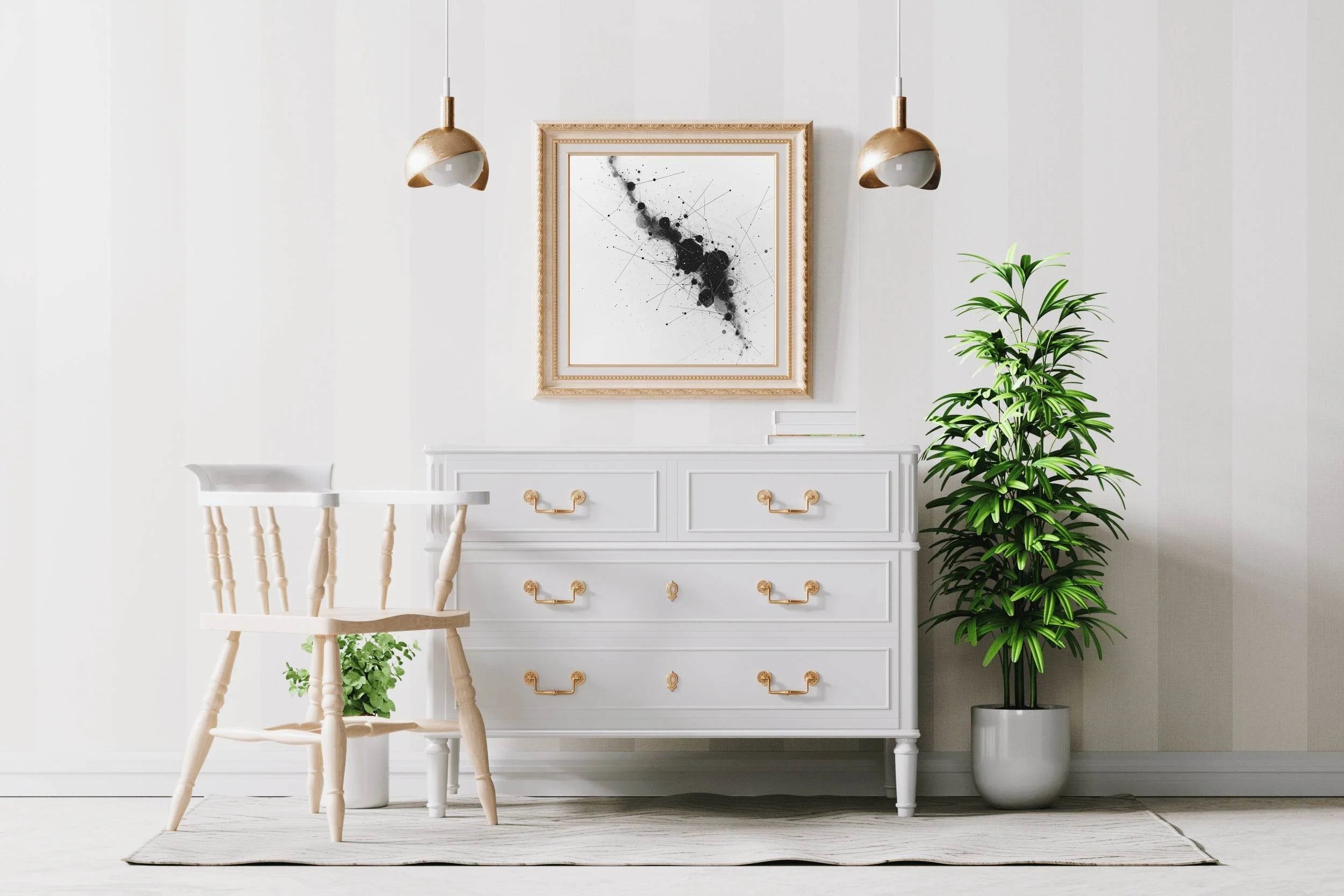 Black Geometric Nebula Modern Wall Art - beink online art store