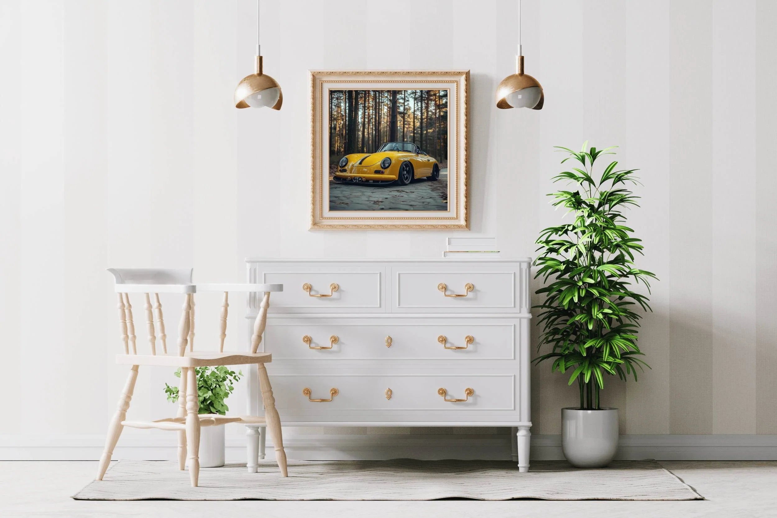 Porsche 356 Yellow Classic Wall Art - beink online art store