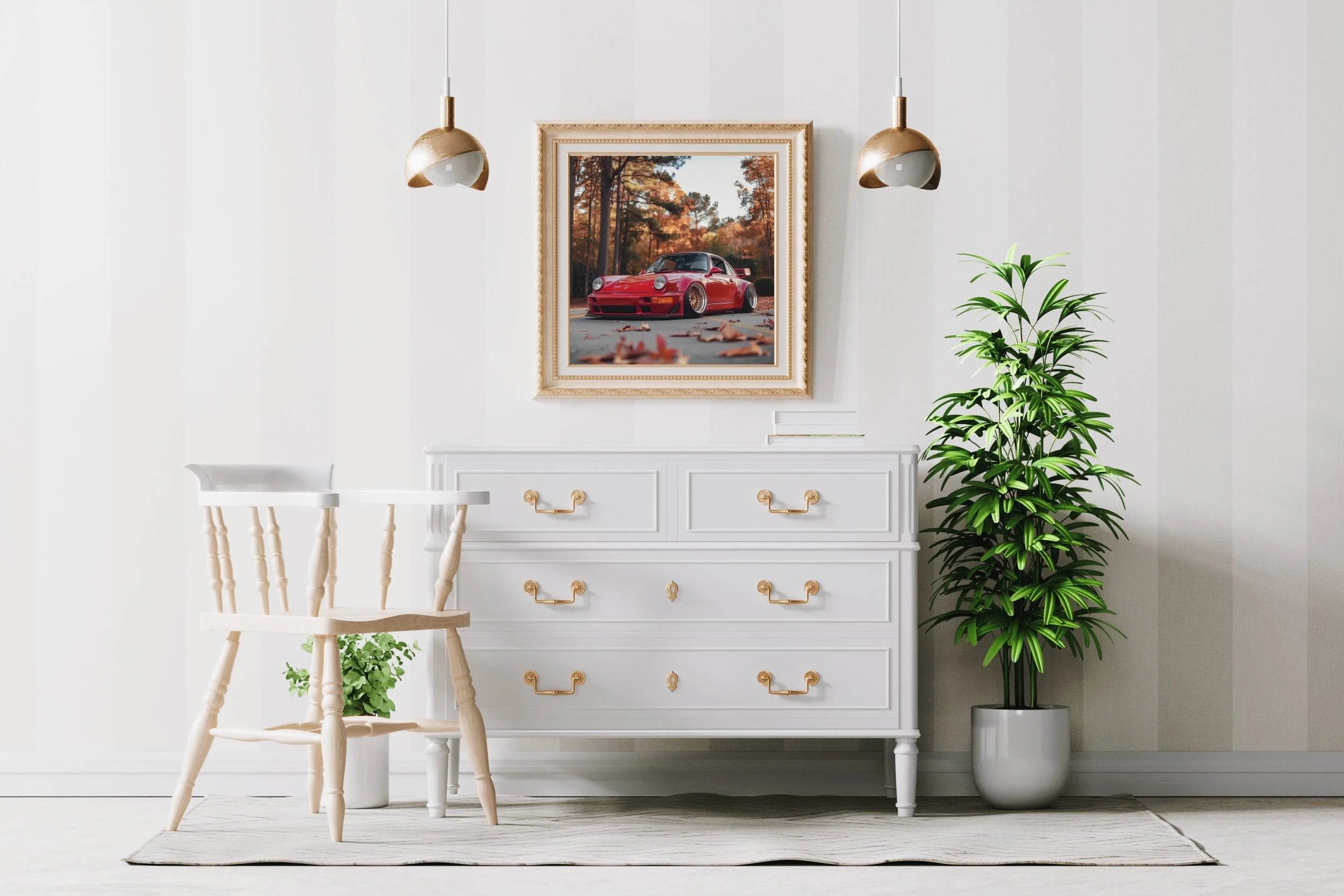 Porsche 911 Flat Red Wall Art - beink online art store