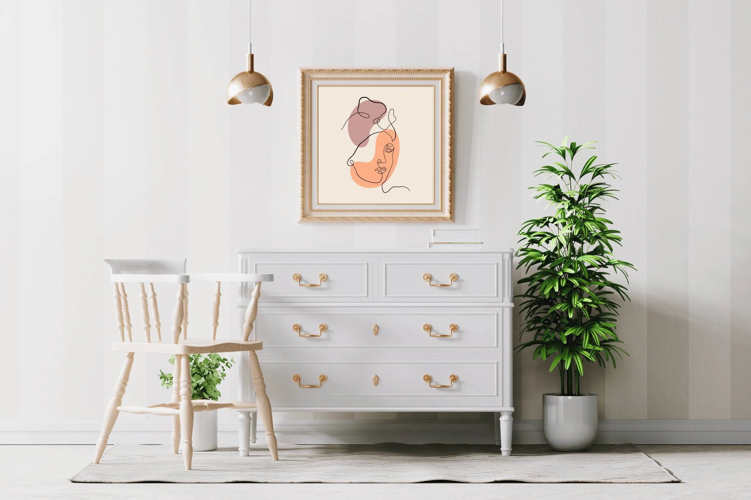 Female Face in Artistic Style Wall Art - beink online art store