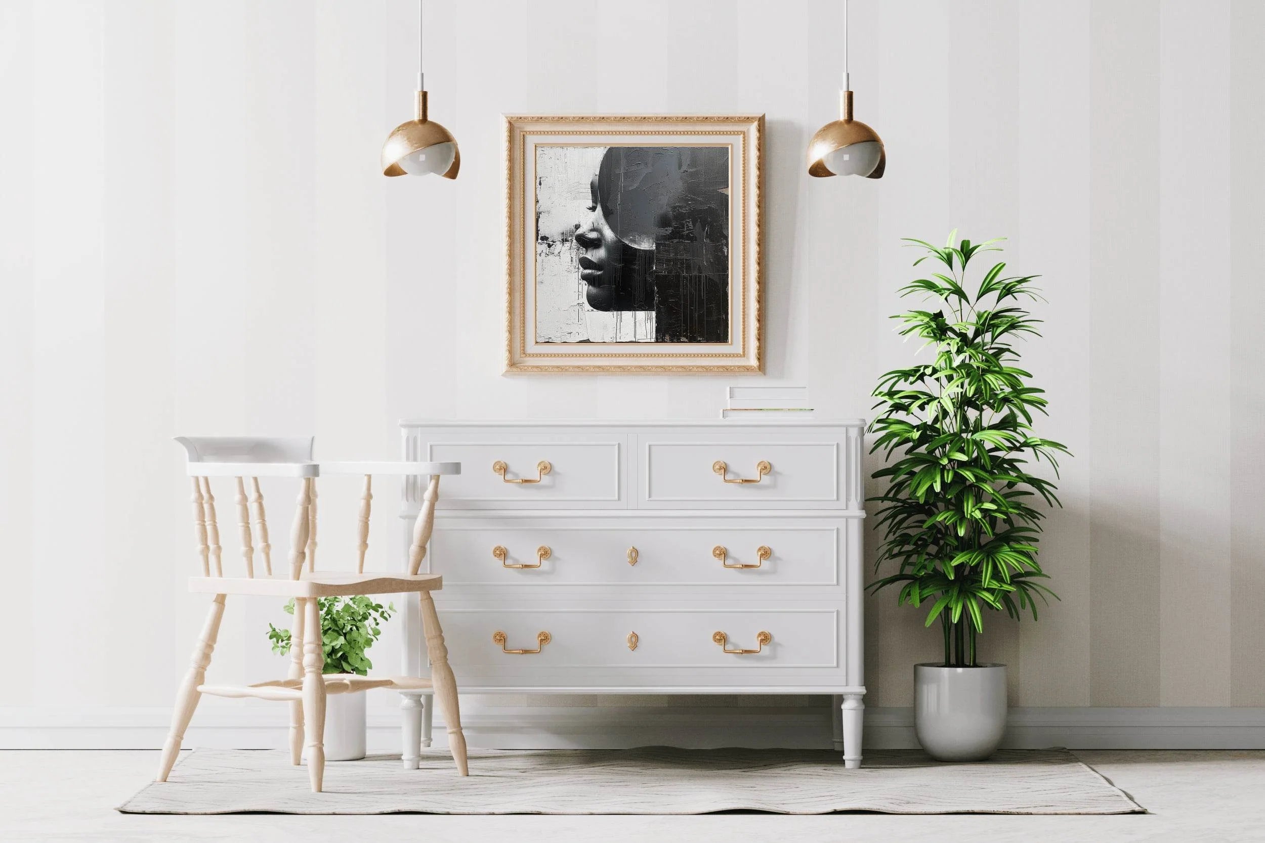 Striking Monochrome Lady Portrait Wall Art - beink online art store