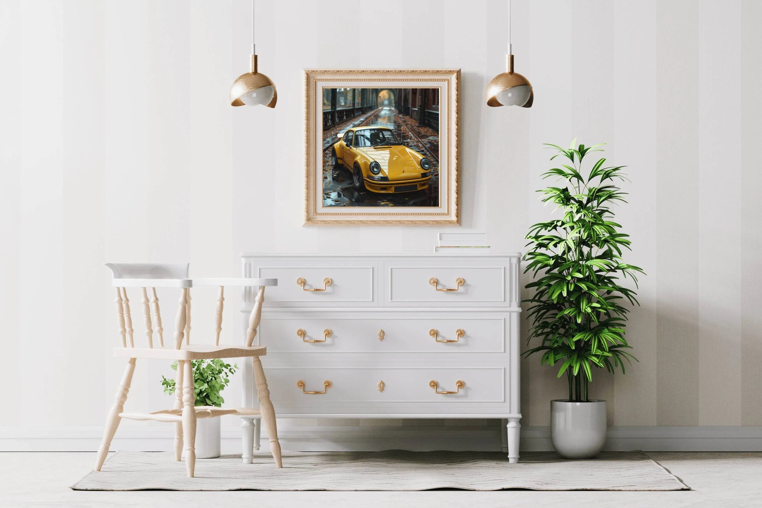 Porsche 911S Carrera Yellow Wall Art - beink online art store