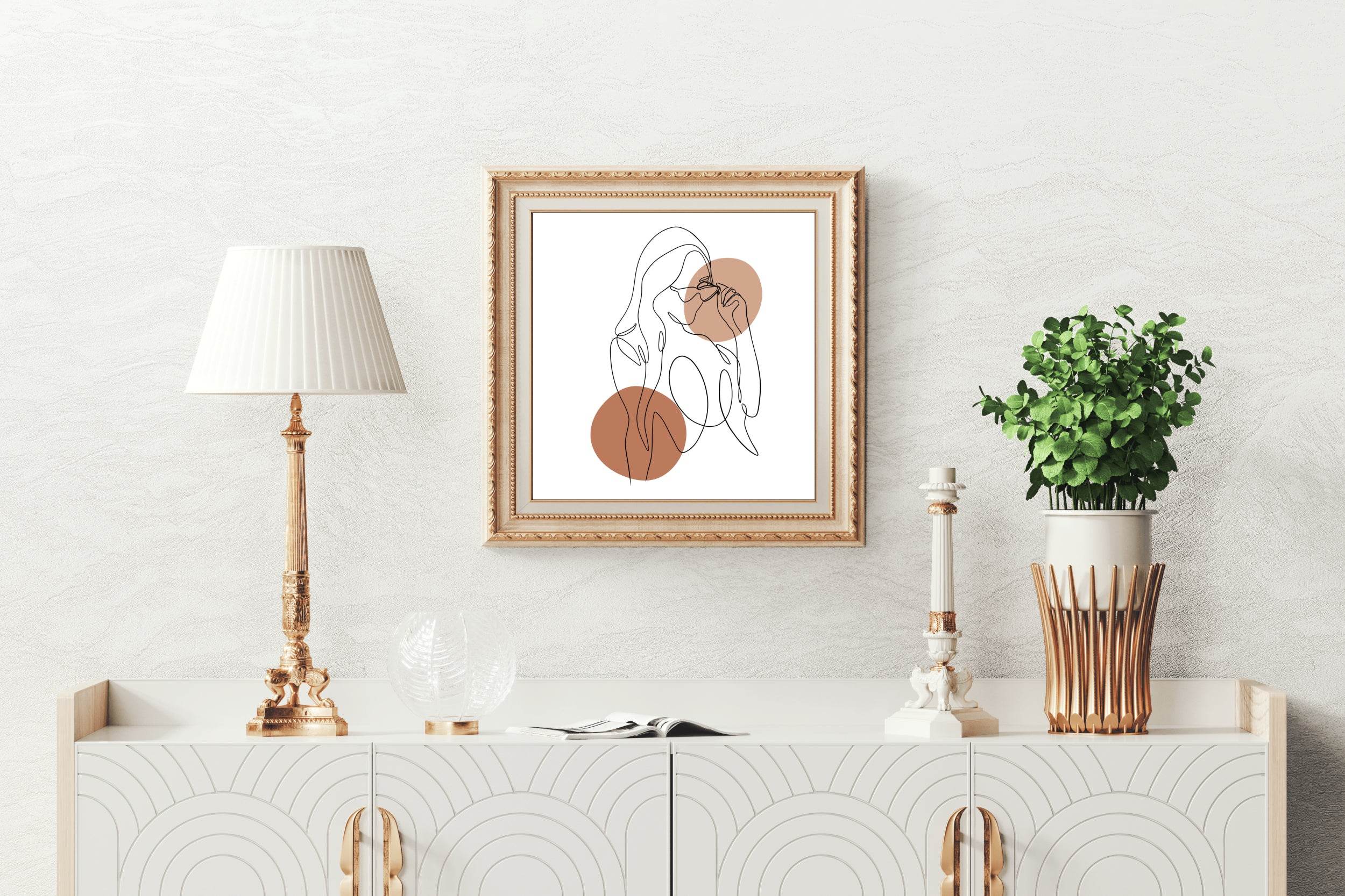 Line Drawing Of A Woman With Glasses - beink online art store