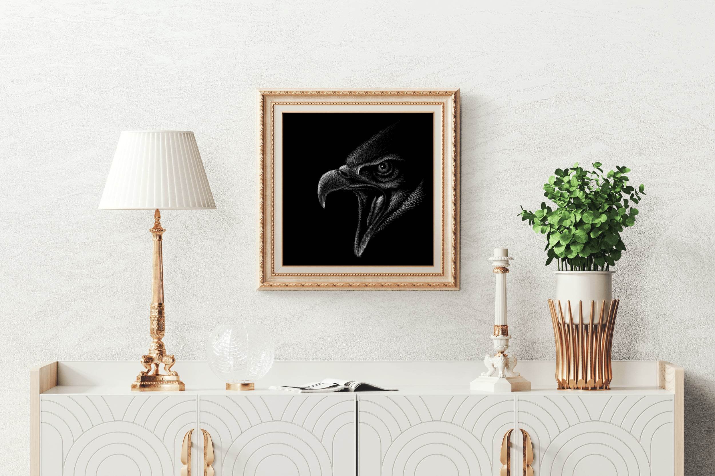 Golden Eagle Black Background Wall Art - beink online art store