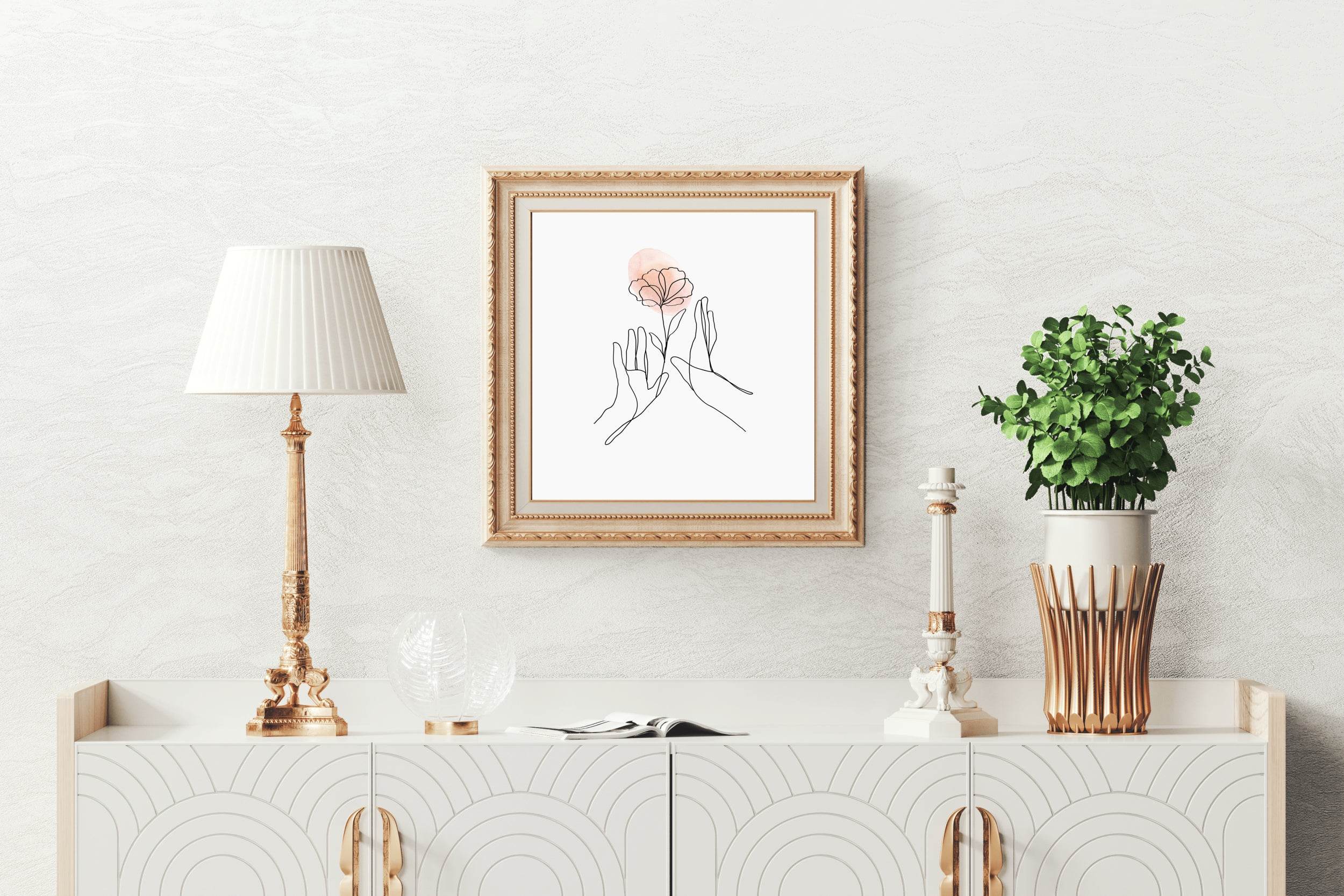 Mina Flower in The Hands of A Woman Line Art - beink online art store