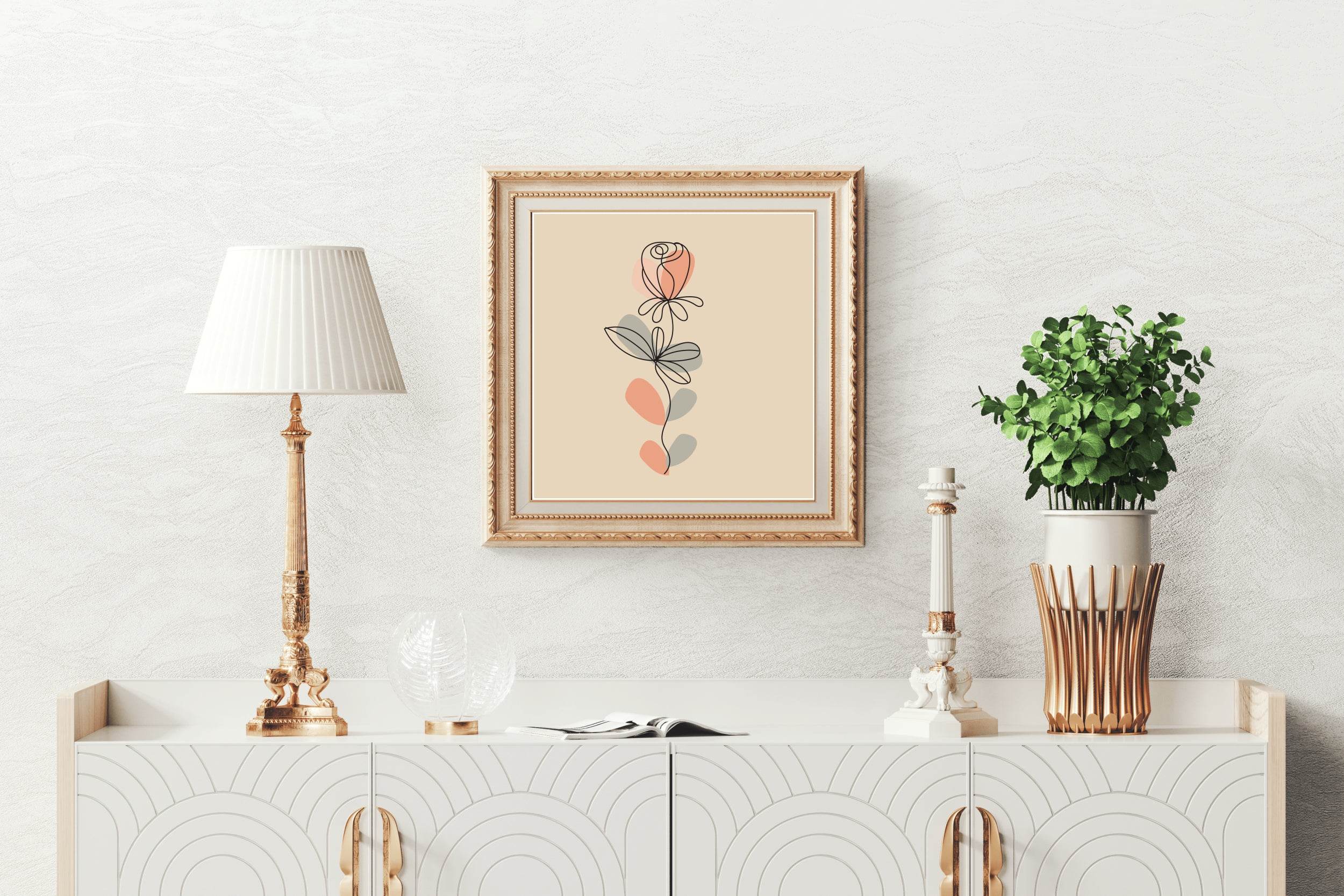 Rose With Leaves Wall Art - beink online art store