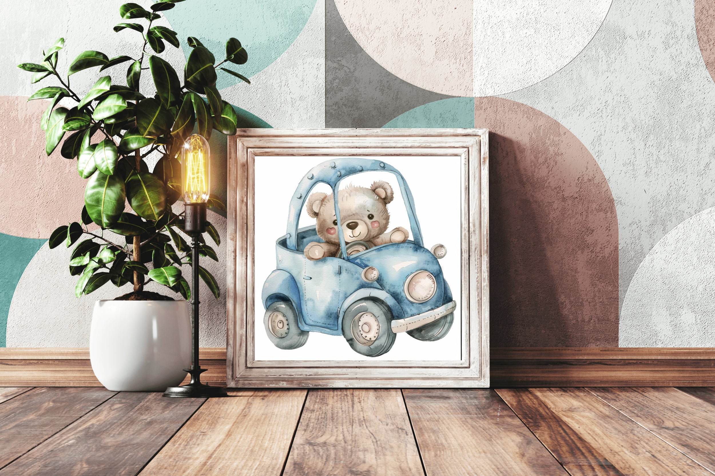Teddy Bear Driving a Car Wall Art - beink online art store