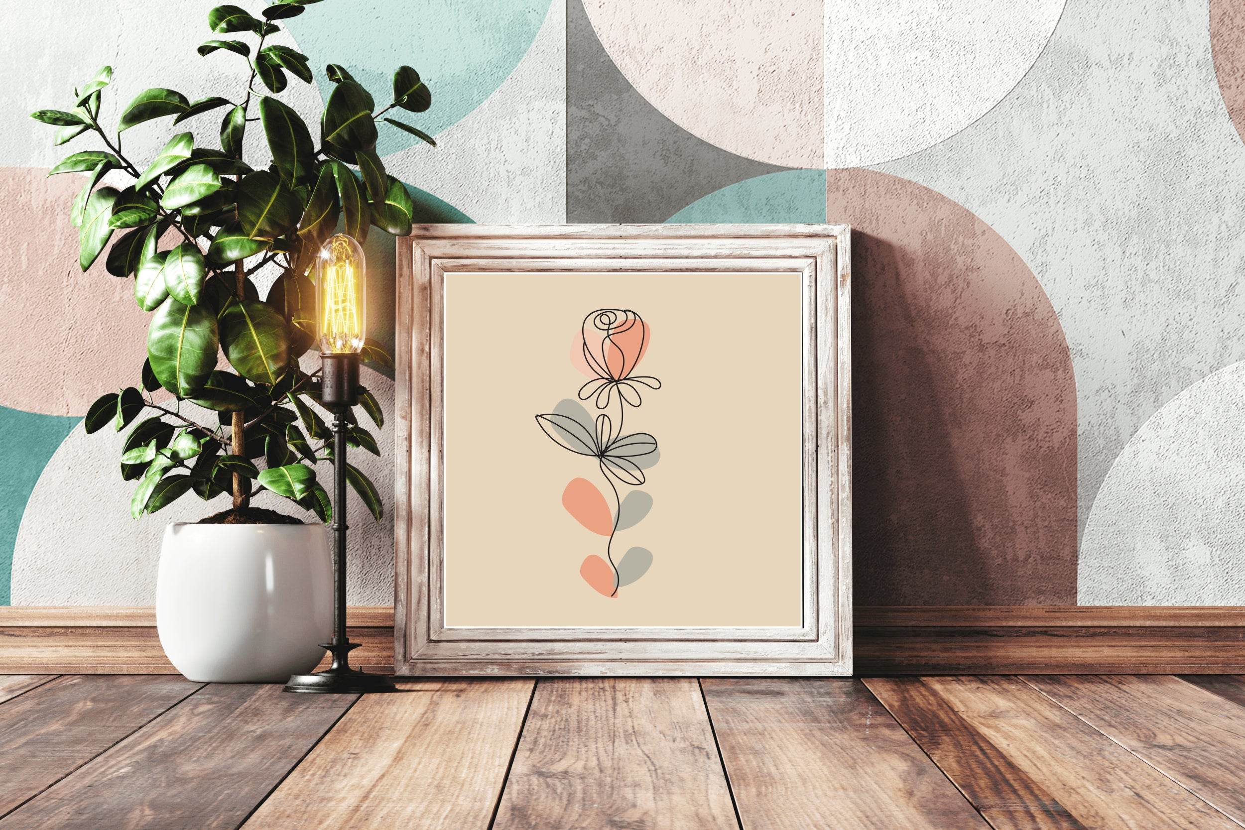Rose With Leaves Wall Art - beink online art store