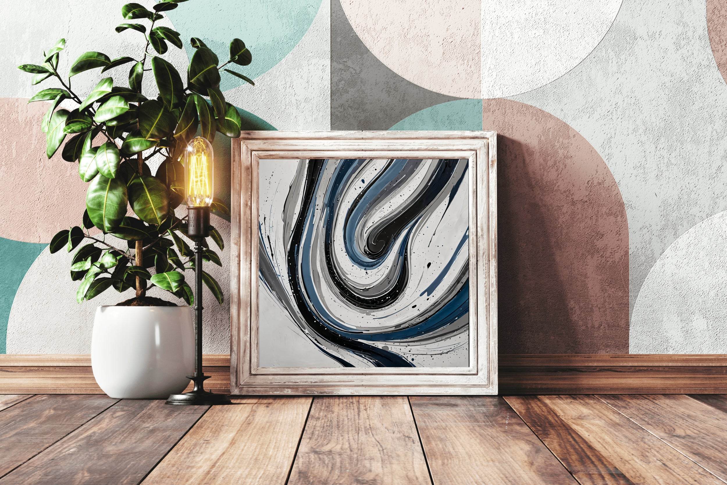 Black and White Swirl Abstract Wall Art - beink online art store